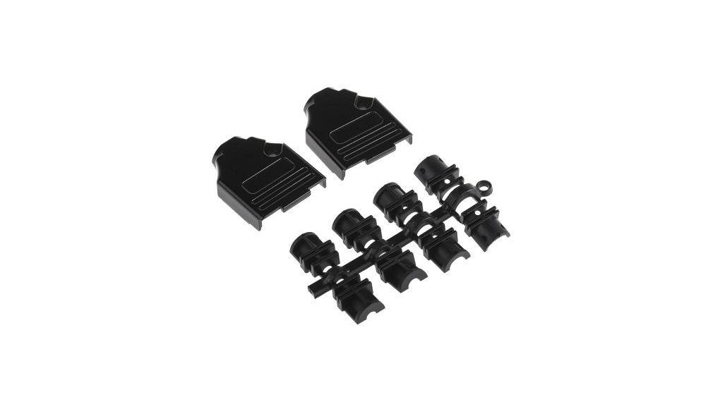 MHDTZK-BK Series Zinc D Sub Backshell, 9 Way, Strain Relief